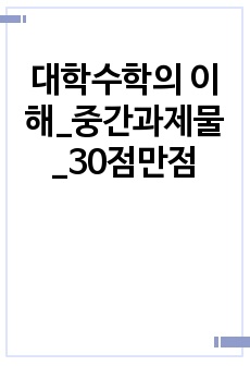 대학수학의 이해_중간과제물_30점만점