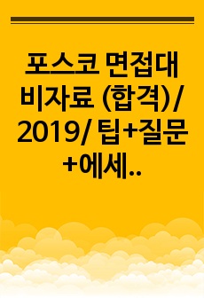 포스코 면접대비자료 (합격)/ 2019/ 팁+질문+에세이 등 자세히 !!!