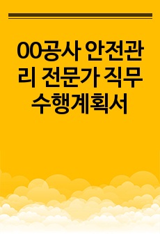 00공사 안전관리 전문가 직무수행계획서