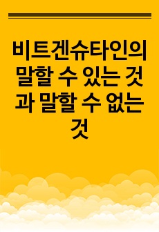 비트겐슈타인의 말할 수 있는 것과 말할 수 없는 것