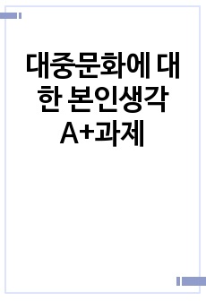 대중문화에 대한 본인생각 A+과제