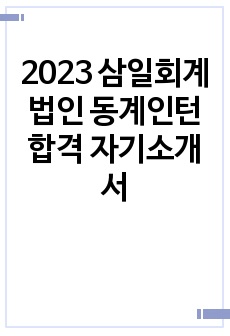 2023 삼일회계법인 동계인턴 합격 자기소개서