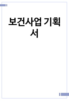 보건사업 기획서