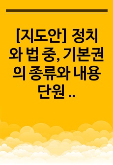 [지도안] 정치와 법 중, 기본권의 종류와 내용 단원 수업지도안입니다.