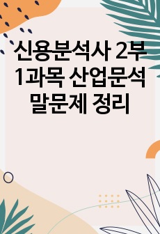 신용분석사 2부 1과목 산업문석 말문제 정리