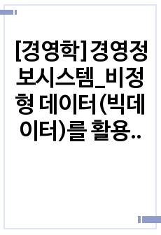 [경영학]경영정보시스템_비정형 데이터(빅데이터)를 활용한 미래기업경영