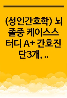 (성인간호학) 뇌졸중 케이스스터디 A+ 간호진단3개, 간호과정1개