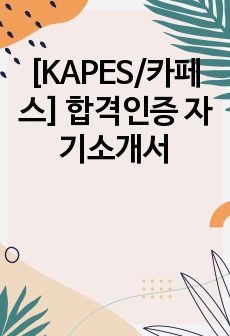 [KAPES/카페스] 합격인증 자기소개서