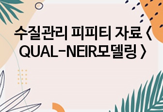 수질관리 피피티 자료 < QUAL-NEIR모델링 >