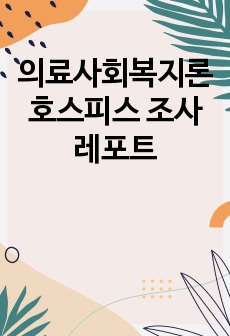 의료사회복지론 호스피스 조사 레포트