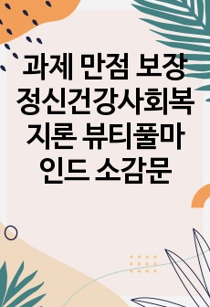 과제 만점 보장 정신건강사회복지론 뷰티풀마인드 소감문