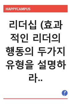 리더십 (효과적인 리더의 행동의 두가지 유형을 설명하라)