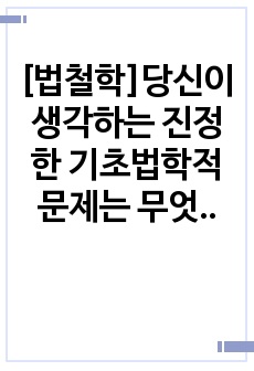 [법철학]당신이 생각하는 진정한 기초법학적 문제는 무엇인가