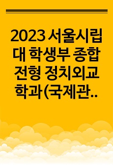 2023 서울시립대 학생부 종합전형 정치외교학과(국제관계학과) 최종합격 자기소개서