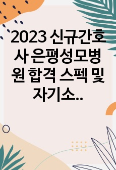 2023 신규간호사  은평성모병원 합격 스펙 및 자기소개서