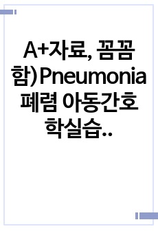 A+자료, 꼼꼼함)Pneumonia 폐렴 아동간호학실습 case 진단3+과정 3