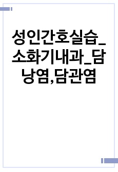 성인간호학실습_케이스_소화기내과_담낭염,담관염_간호진단-간호계획-간호수행-간호평가