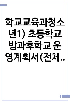 학교교육과청소년1) 초등학교 방과후학교 운영계획서(전체) 2개를 수집한 후, 다음 사항을 정리한다. (가) 각 학교에서 제공하고 있는 전체 프로그램 구성을 요약한다. (나) 전체 프로그램 구성 상, 각 학교가 가진 ..