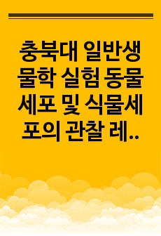 충북대 일반생물학 실험 동물세포 및 식물세포의 관찰 레포트