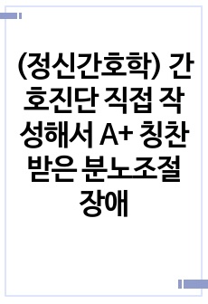 (정신간호학) A+받고 교수님이 정말 잘했다고 칭찬받은 <간헐적폭발성장애(분노조절장애> 진단2개, 간호과정10개