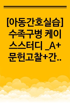 [아동간호실습]수족구병 케이스스터디 _A+ 문헌고찰+간호과정 5개 매우자세함