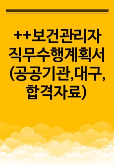 ++보건관리자 직무수행계획서(공공기관,대구,합격자료)