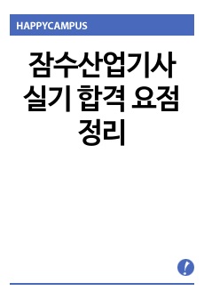 잠수산업기사 실기 합격 요점정리