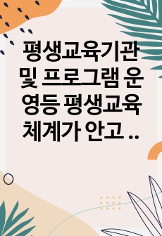 평생교육기관 및 프로그램 운영등 평생교육 체계가 안고 있는 문제점과 대안