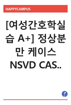 [여성간호학실습 A+] 정상분만 케이스 NSVD CASE STUDY 간호진단 2개 간호과정 2개