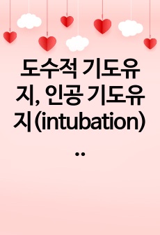 도수적 기도유지, 인공 기도유지(intubation) 방법 및 주의사항(레포트 A+)