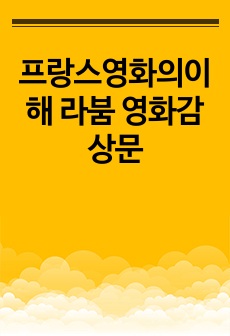 프랑스영화의이해 라붐 영화감상문