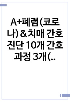 A+폐렴&치매 간호진단 10개 간호과정 3개(과정 1개당 4쪽, 완전 구체적)