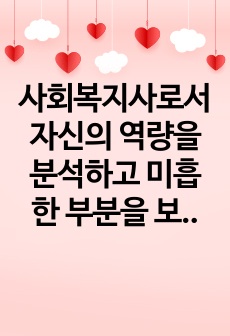 사회복지사로서 자신의 역량을 분석하고 미흡한 부분을 보완하기 위한 계획을 기술하시오