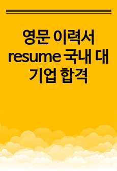 영문 이력서 resume 국내 대기업 합격