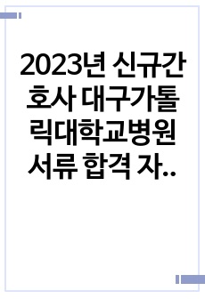 2023년 신규간호사 대구가톨릭대학교병원 서류 합격 자소서(인증O)