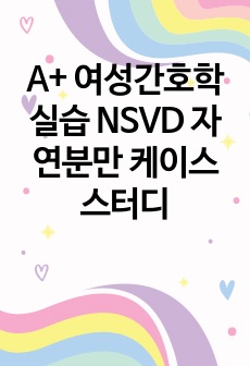 A+ 여성간호학실습 NSVD 자연분만 케이스 스터디