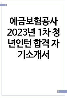 예금보험공사 2023년 1차 청년인턴 합격 자기소개서