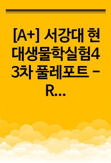 [A+] 서강대 현대생물학실험4 3차 풀레포트 - R. sphaeroides의 광기구 흡광 특성과 질소 고정에 따른 H2 합성량 증진 요인