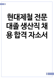 현대제철 전문대졸 생산직 채용 합격 자소서