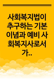 사회복지법이 추구하는 기본이념과 예비 사회복지사로서 가장 중요하게 추구해야 하는 기본이념 제시