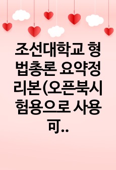 조선대학교 형법총론 요약정리본(오픈북시험용으로 사용 可)