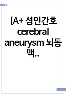 [A+ 성인간호 cerebral aneurysm 뇌동맥류 케이스] 간호과정3개(비효율적 뇌조직 관류의 위험, 급성통증, 불안정한 혈당 위험성)