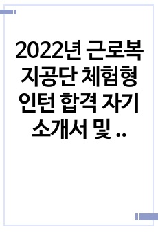 2022년 근로복지공단 체험형인턴 합격 자기소개서 및 실제 면접질문