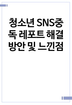 청소년 SNS중독 레포트 해결방안 및 느낀점