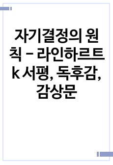 자기결정의 원칙 - 라인하르트k 서평, 독후감, 감상문