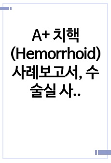 A+ 치핵(Hemorrhoid) 사례보고서, 수술실 사례보고서(문헌고찰,수술절차,수술물품,약물)