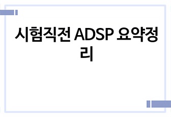 시험직전 ADSP 요약정리