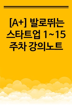 [A+] 발로뛰는 스타트업 1~15주차 강의노트