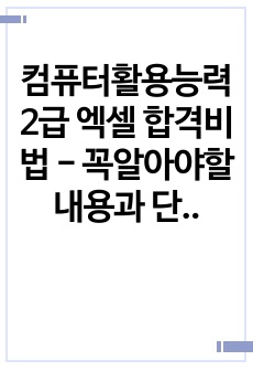 컴퓨터활용능력2급 엑셀 합격비법 - 꼭알아야할내용과 단축키