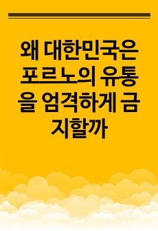 왜 대한민국은 포르노의 유통을 엄격하게 금지할까